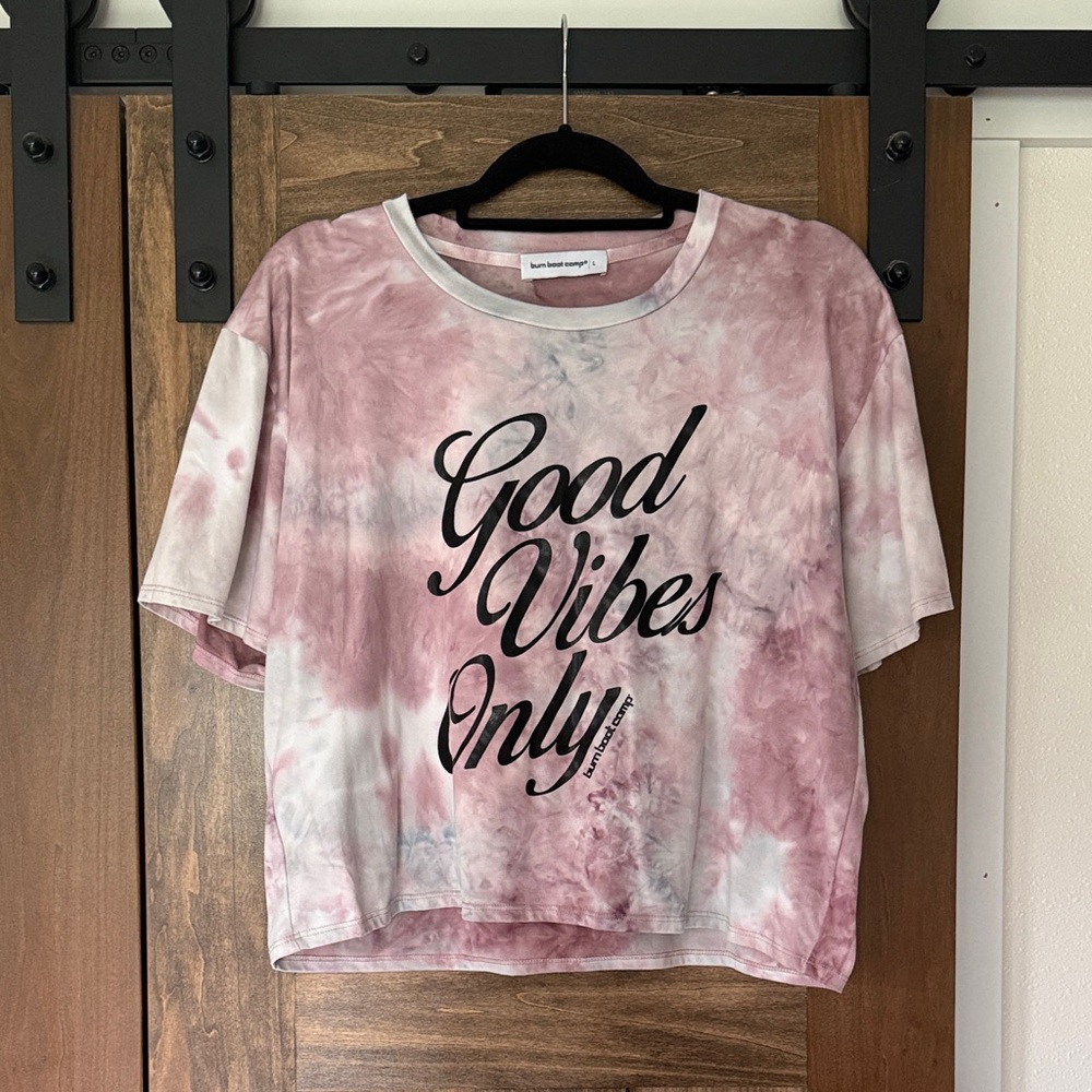 Good Vibes Only Burn Boot Camp Tie-Dye Crop Top